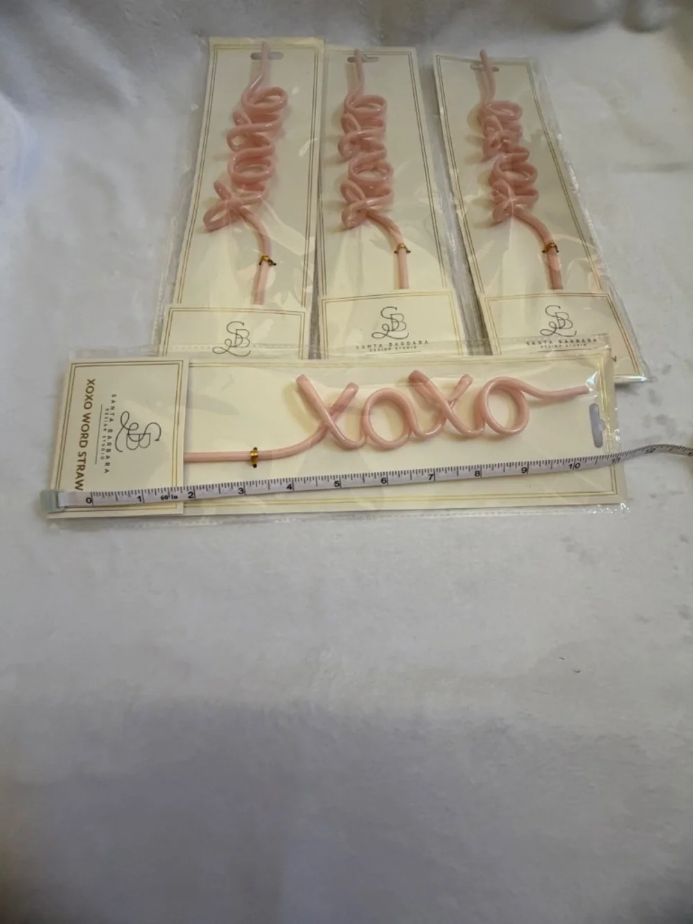 Lot of 4 Santa Barbara Design Studio XOXO Pink Reusable Word Straws BRAND NEW